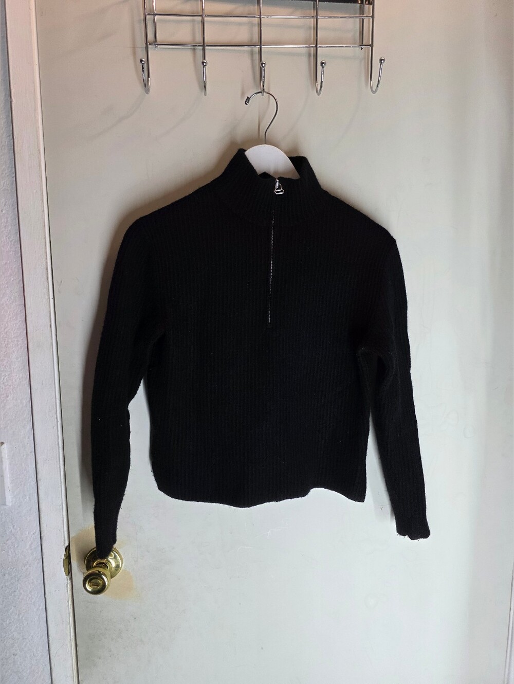 A.P.C Women's Wide-rib Sweater Wool-Cashmere 1/4 ZIP UP